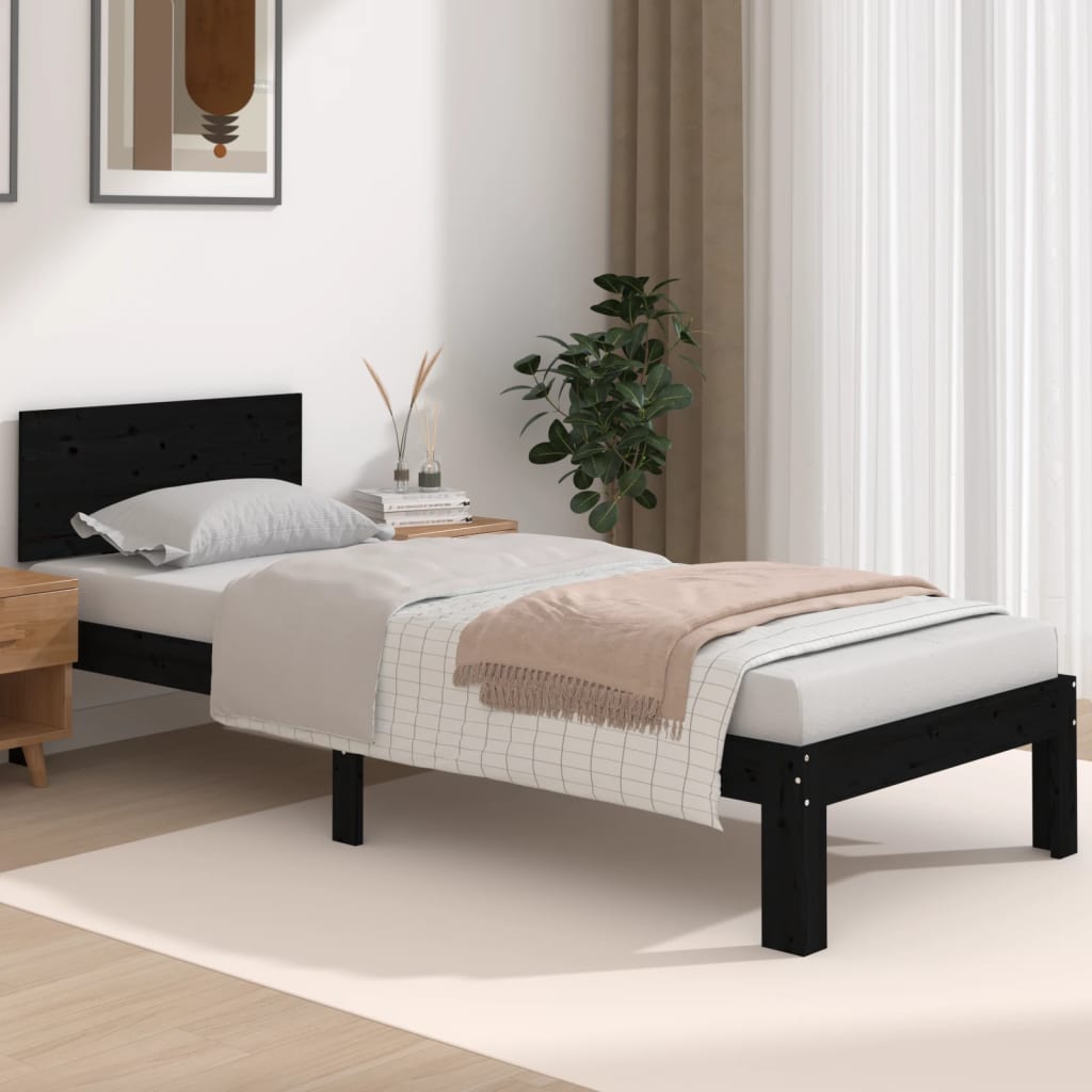 sengeramme 75x190 cm Small Single massivt træ sort