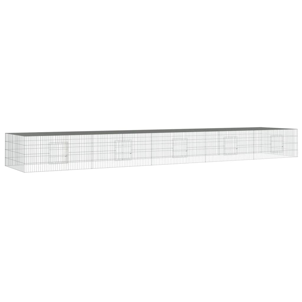 5-panels kaninbur 541x109x54 cm galvaniseret jern