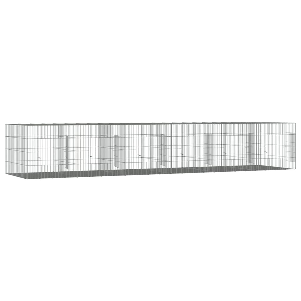6-panels kaninbur 327x79x54 cm galvaniseret jern