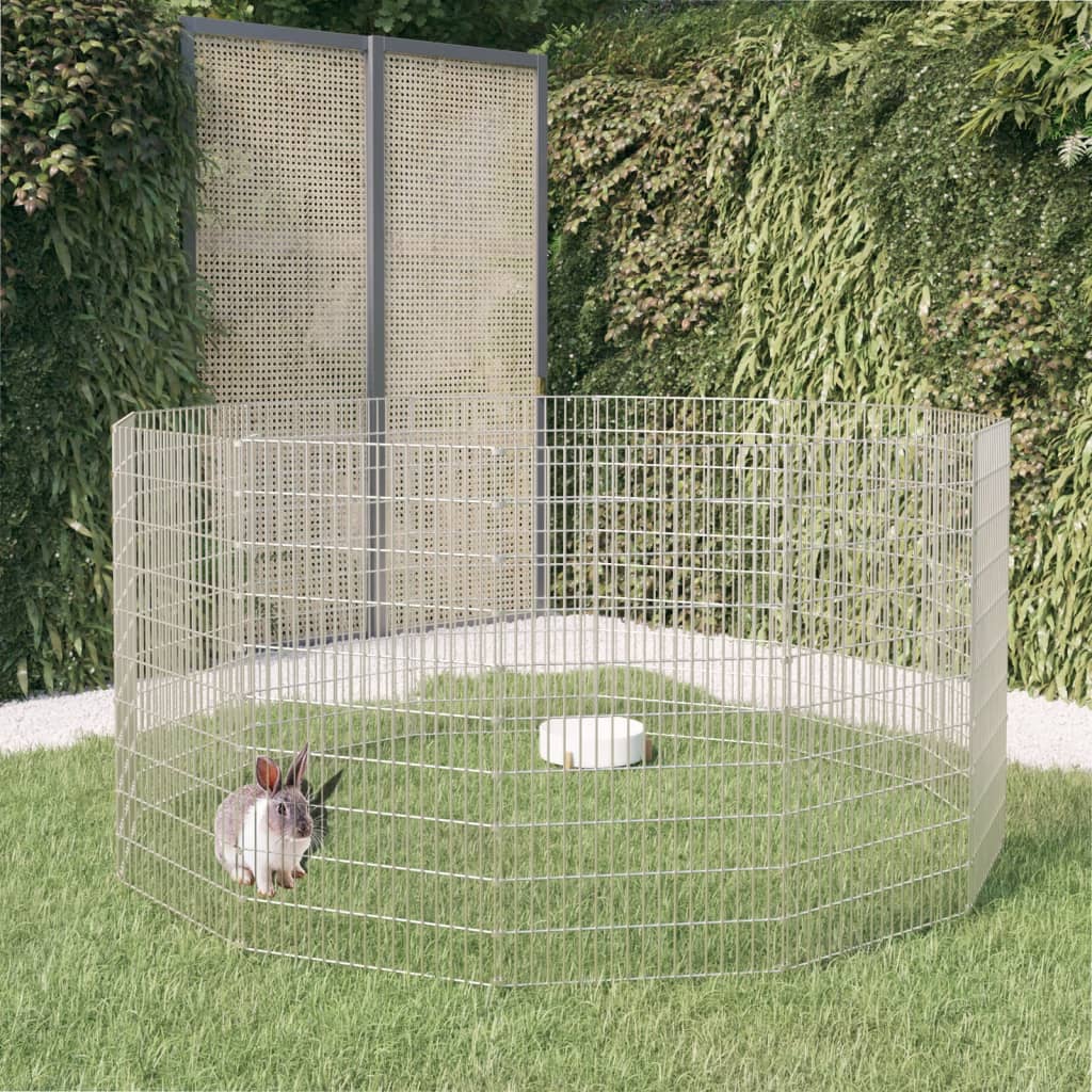 Indhegning til fritgående dyr - 12 paneler, 54 × 100 cm, galvaniseret jern