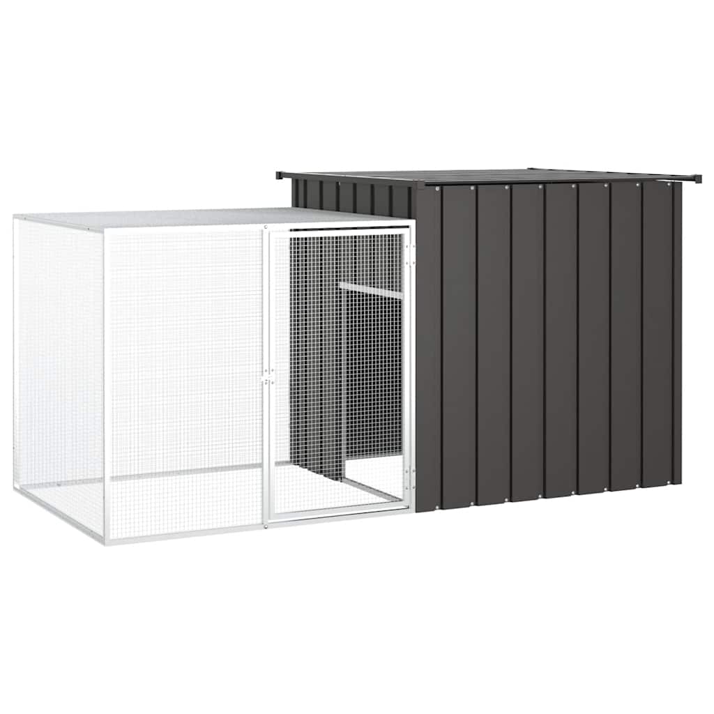 hønsehus 200x91x100 cm galvaniseret stål antracitgrå billede