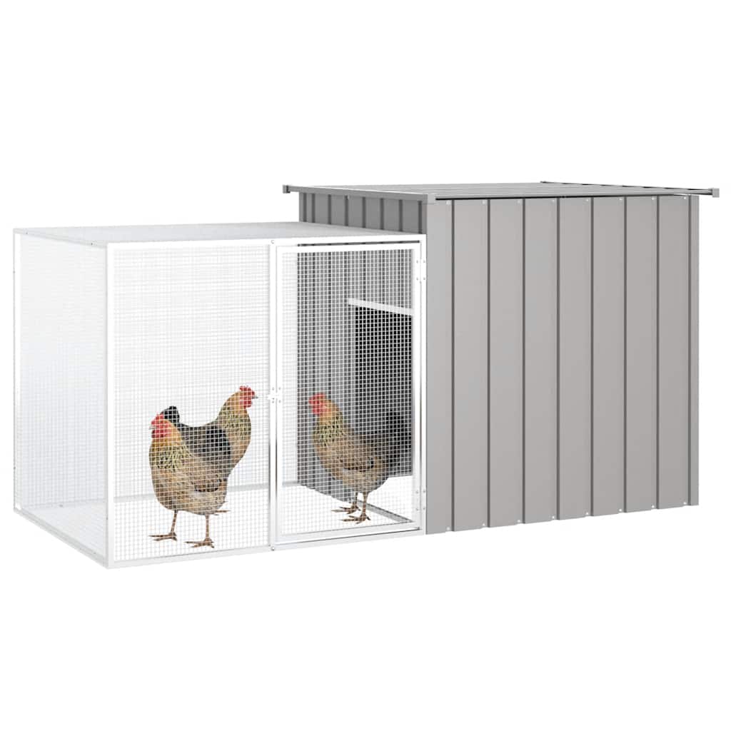 hønsehus 200x91x100 cm galvaniseret stål grå