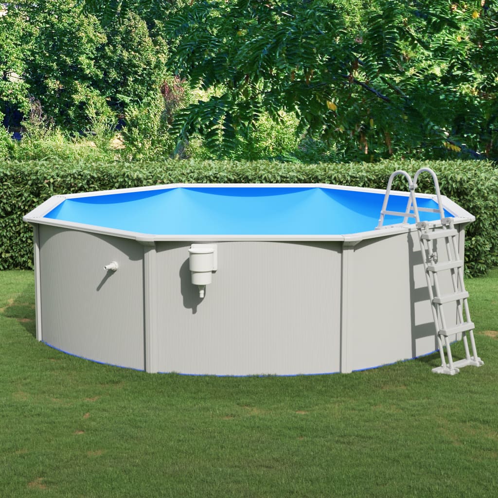 swimmingpool med poolstige 460x120 cm billede