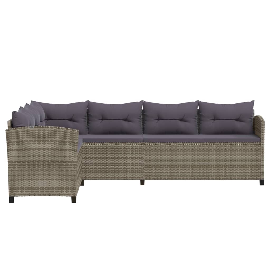 loungesæt til haven 7 dele med hynder polyrattan grå