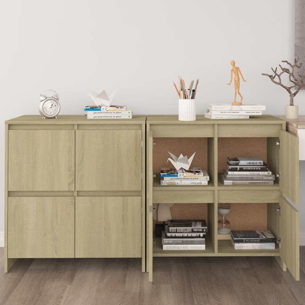 skænke 2 stk. 70x41x75 cm konstrueret træ sonoma-eg