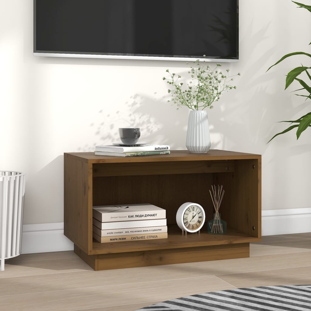 tv-bord 60x35x35 cm massivt fyrretræ gyldenbrun