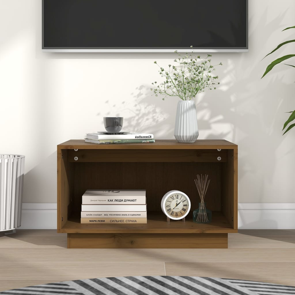tv-bord 60x35x35 cm massivt fyrretræ gyldenbrun