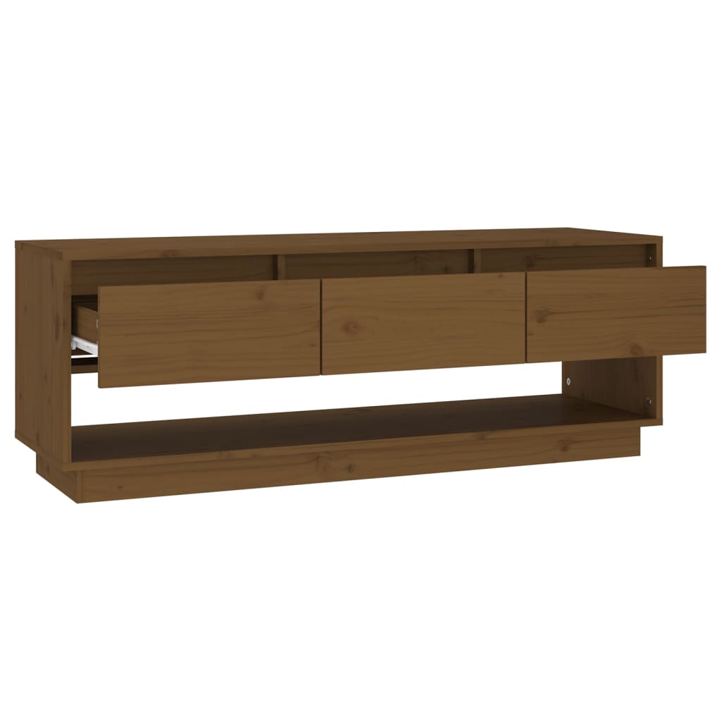 tv-bord 110,5x34x40 cm massivt fyrretræ gyldenbrun