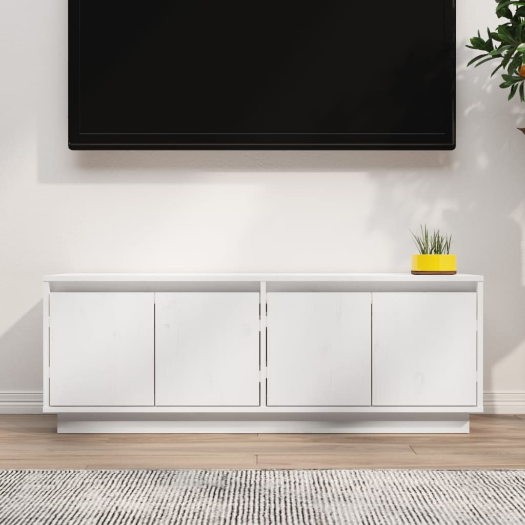 tv-bord 110x34x40 cm massivt fyrretræ hvid