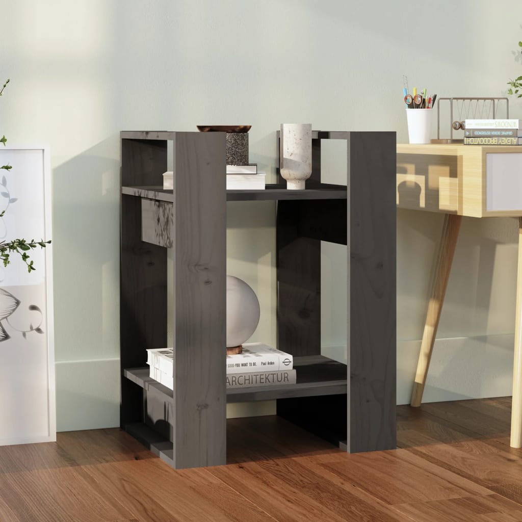 bogreol/rumdeler 41x35x57 cm massivt fyrretræ grå billede