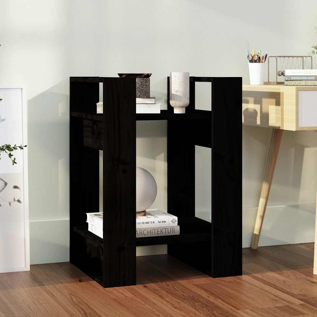 bogreol/rumdeler 41x35x57 cm massivt fyrretræ sort billede