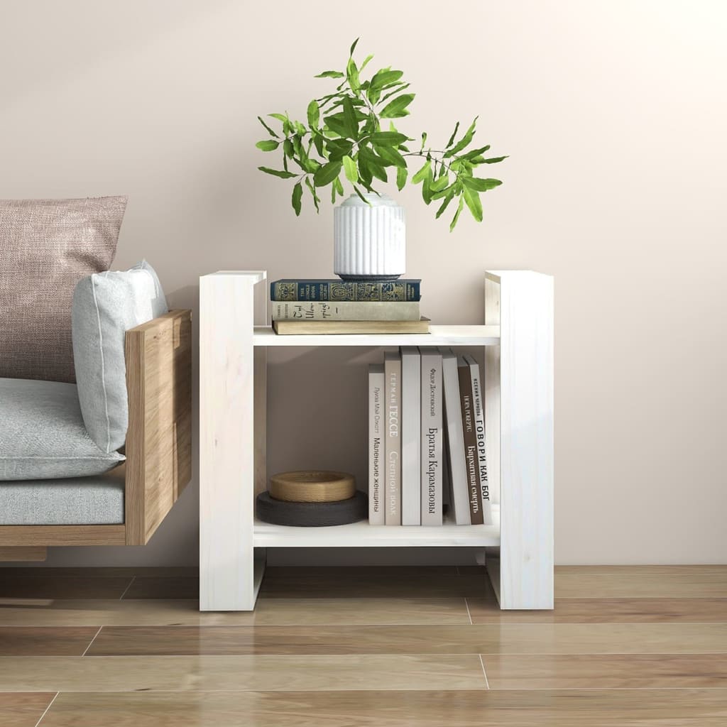 bogreol/rumdeler 60x35x57 cm massivt fyrretræ hvid billede