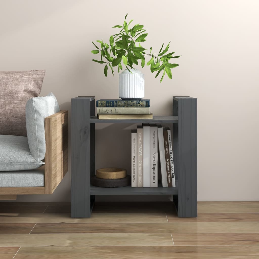bogreol/rumdeler 60x35x57 cm massivt fyrretræ grå billede