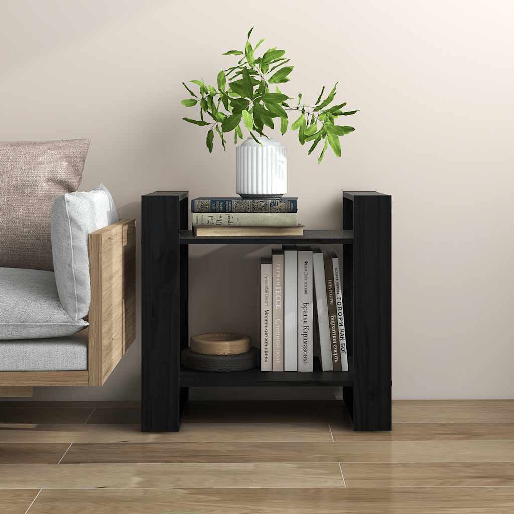 bogreol/rumdeler 60x35x57 cm massivt fyrretræ sort billede