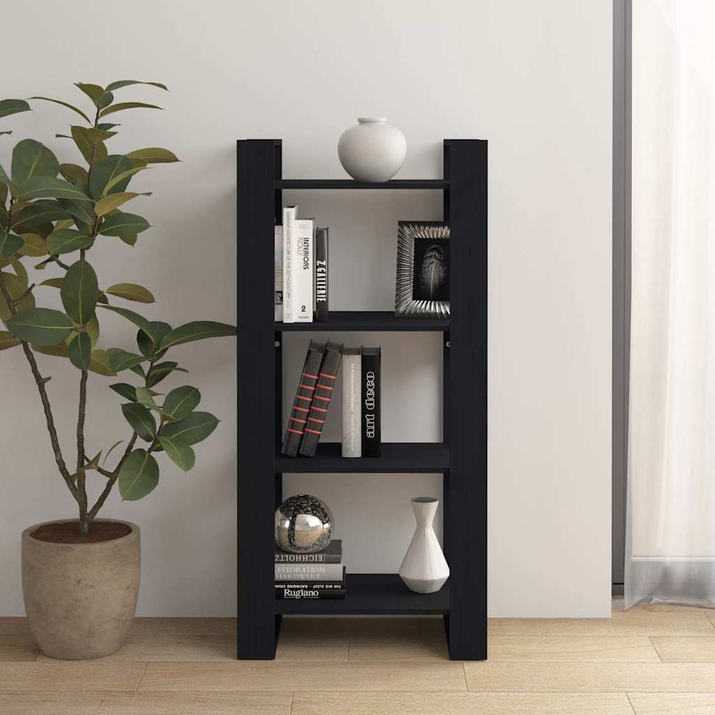 bogreol/rumdeler 60x35x125 cm massivt træ sort billede