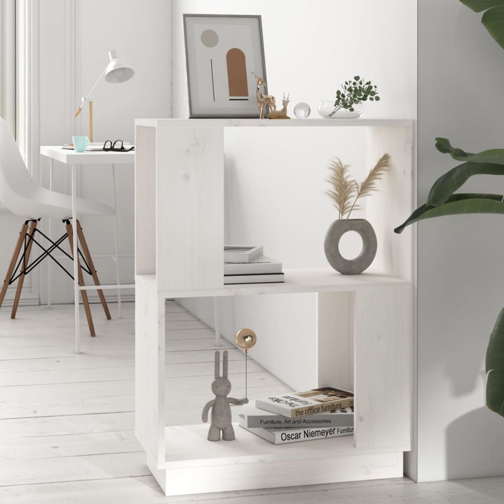 bogreol/rumdeler 51x25x70 cm massivt fyrretræ hvid billede