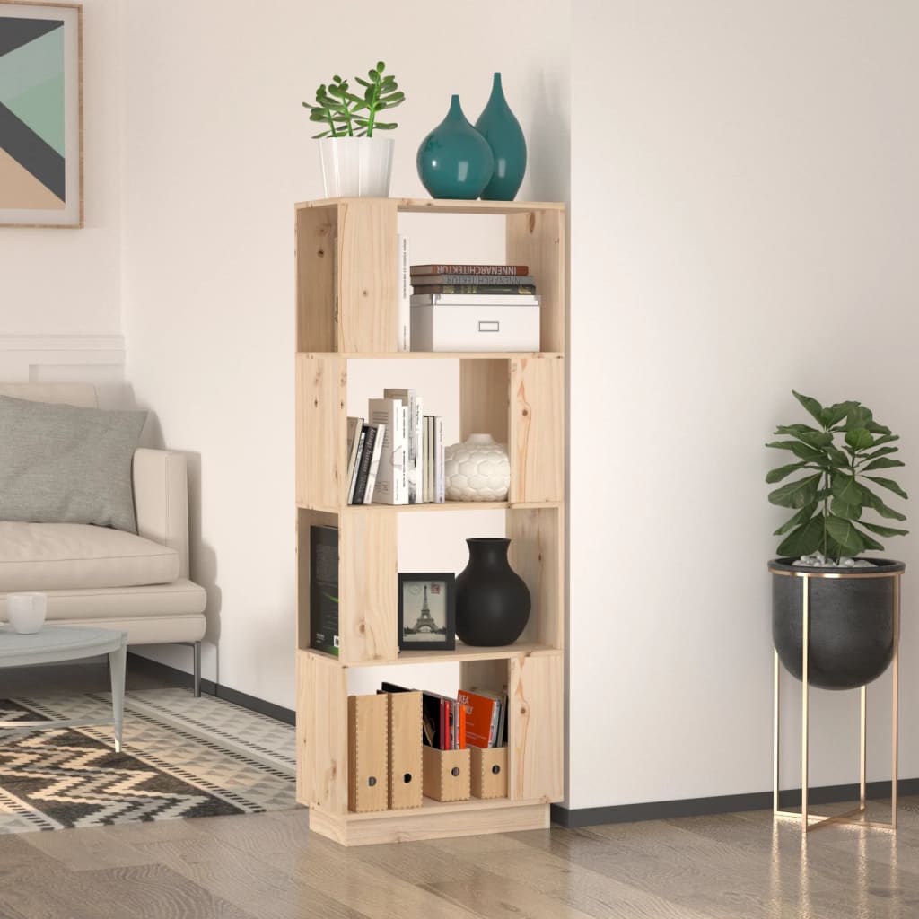 bogreol/rumdeler 51x25x132 cm massivt fyrretræ billede