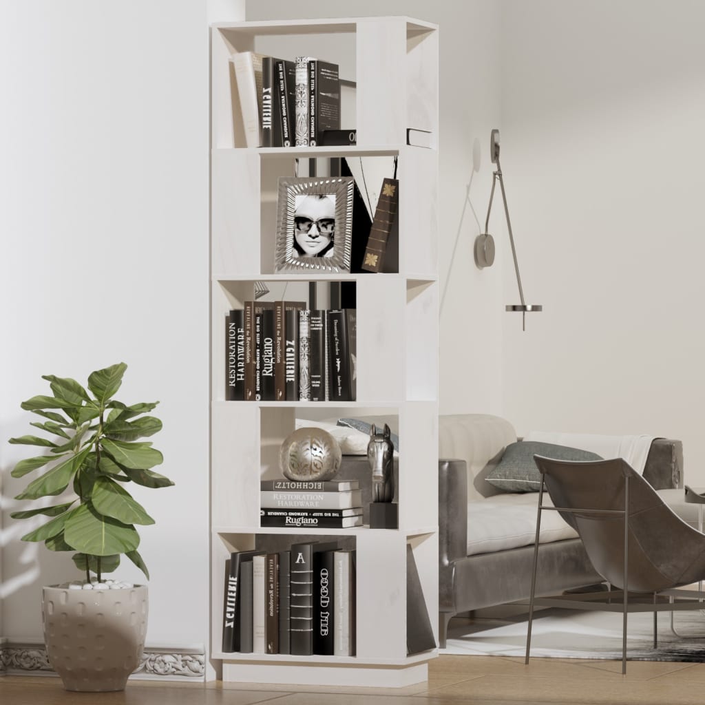 bogreol/rumdeler 51x25x163,5 cm massivt fyrretræ hvid