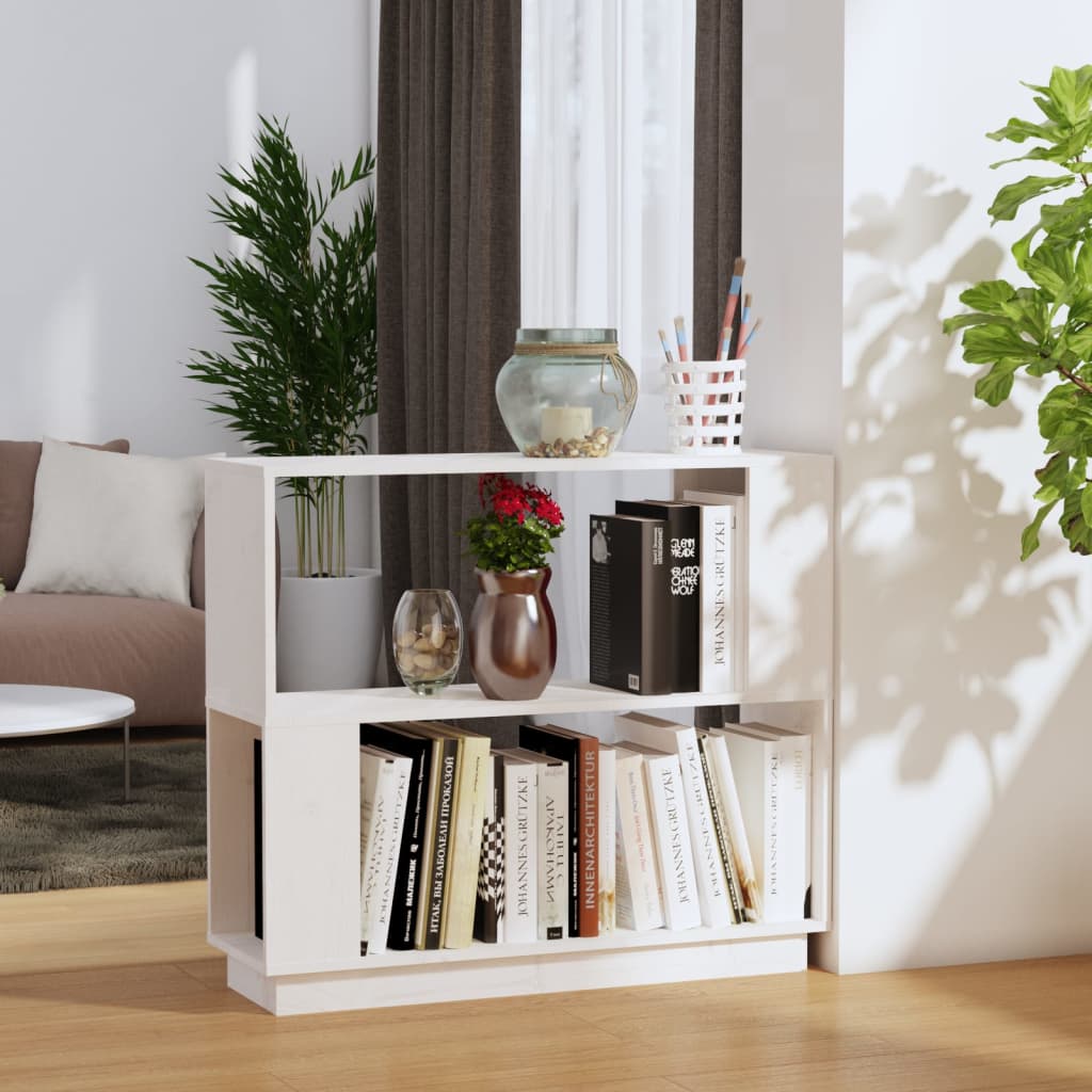 vidaXL bogreol/rumdeler 80x25x70 cm massivt fyrretræ hvid