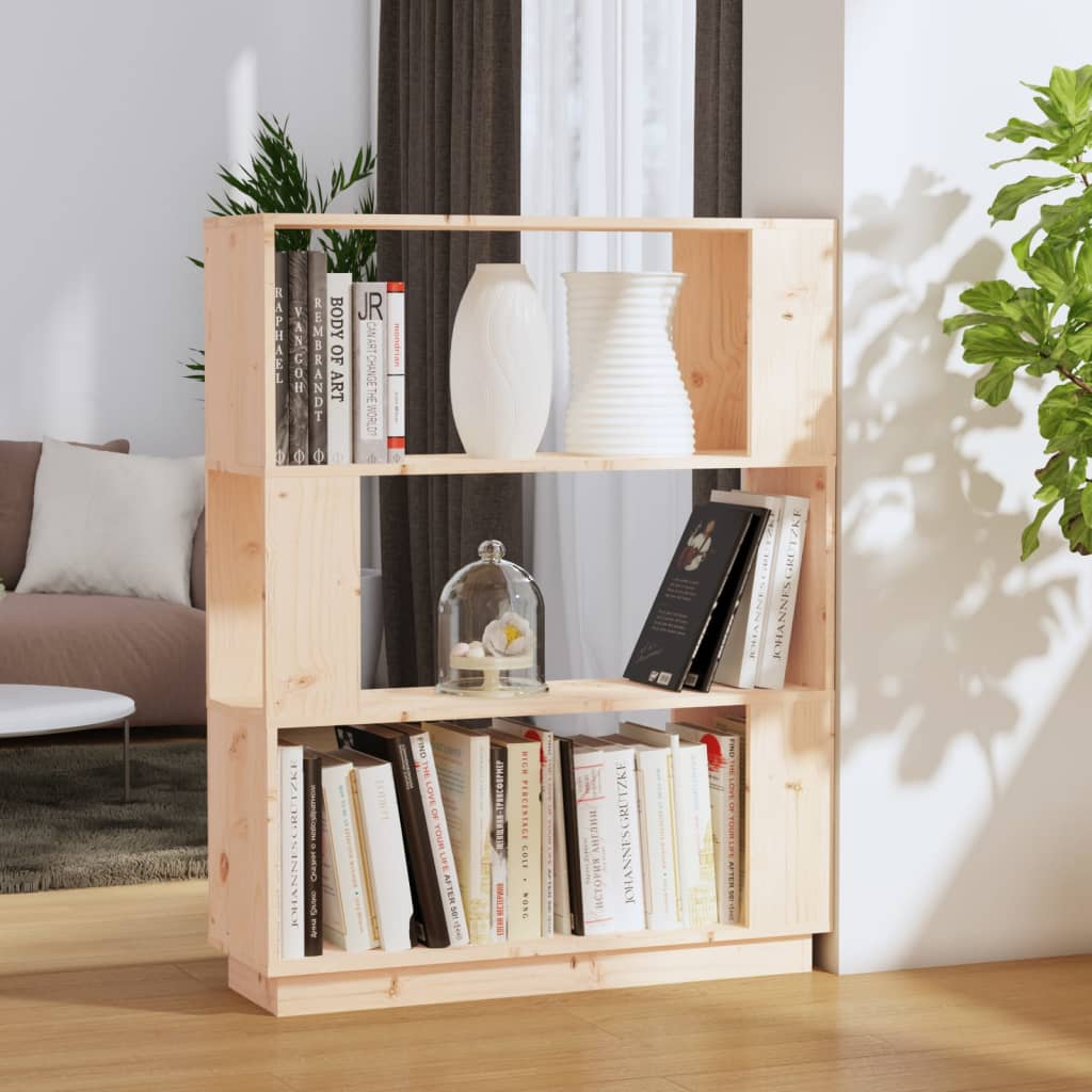 bogreol/rumdeler 80x25x101 cm massivt fyrretræ billede