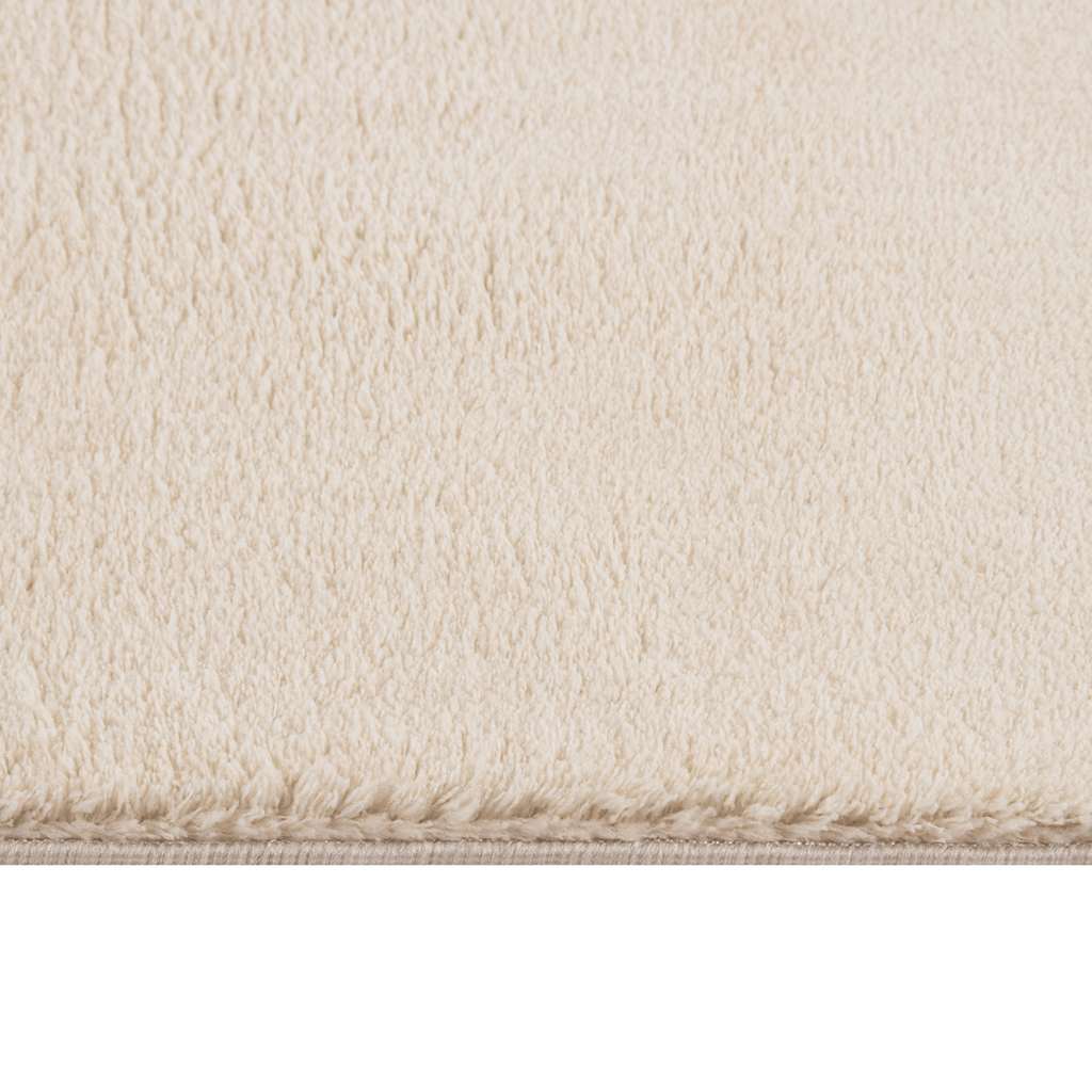 gulvtæppe 160x230 cm blødt plys skridsikkert og vaskbart beige