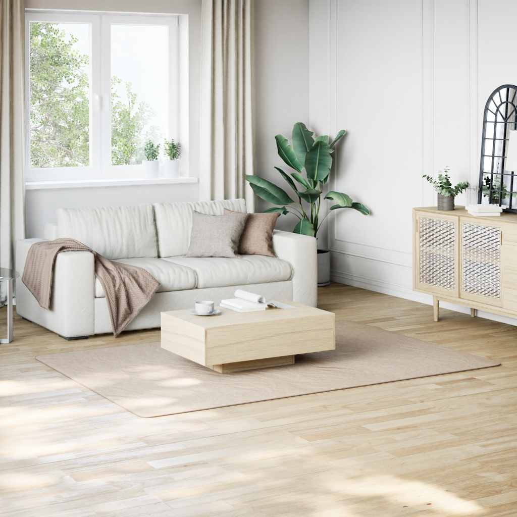 gulvtæppe 160x230 cm blødt plys skridsikkert og vaskbart beige billede