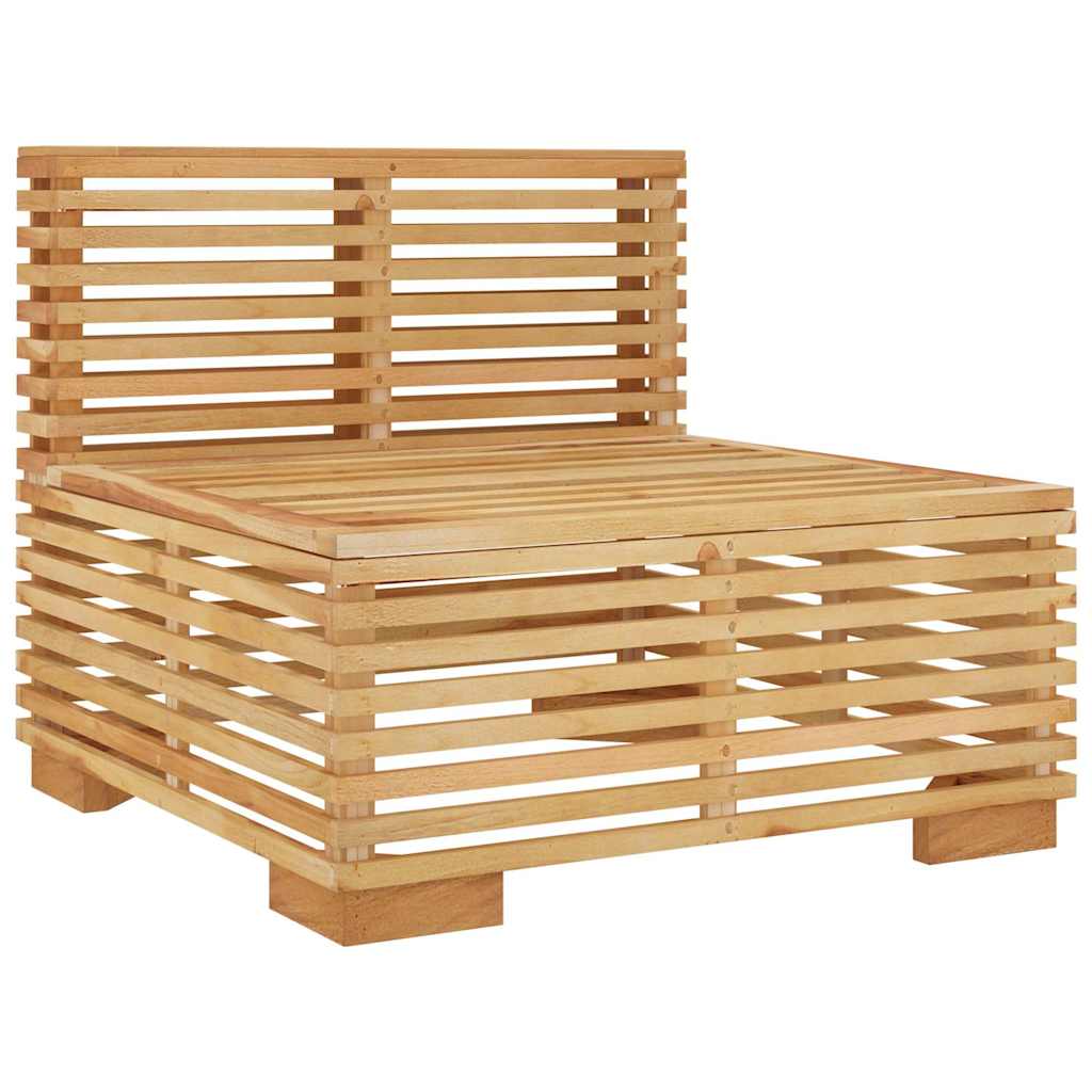 midtermodul til havesofa med cremefarvede hynder massivt teak