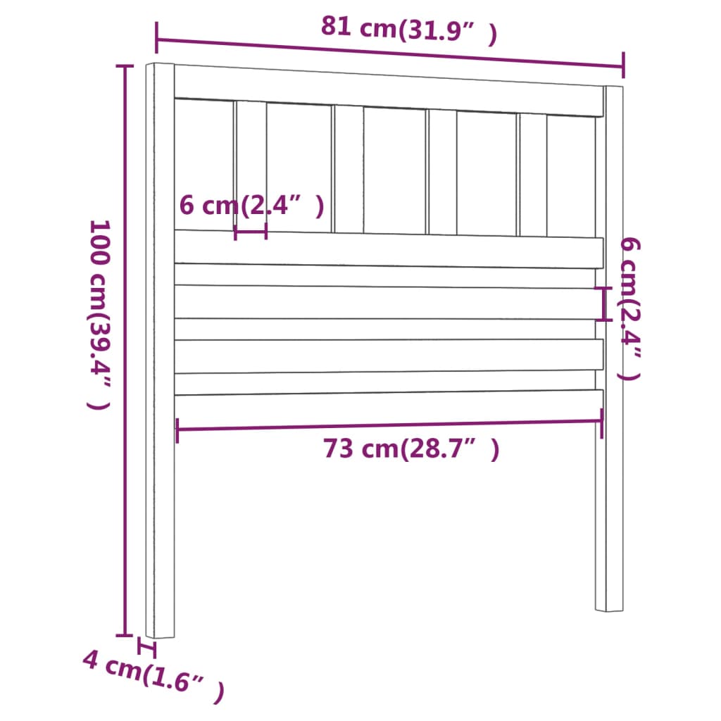 sengegærde 81x4x100 cm massivt fyrretræ