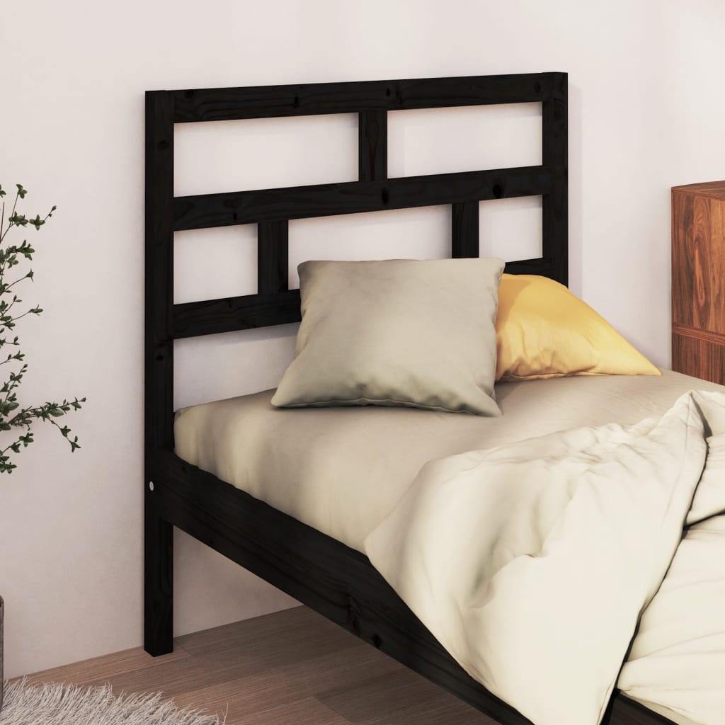 sengegærde 81x4x100 cm massivt fyrretræ sort