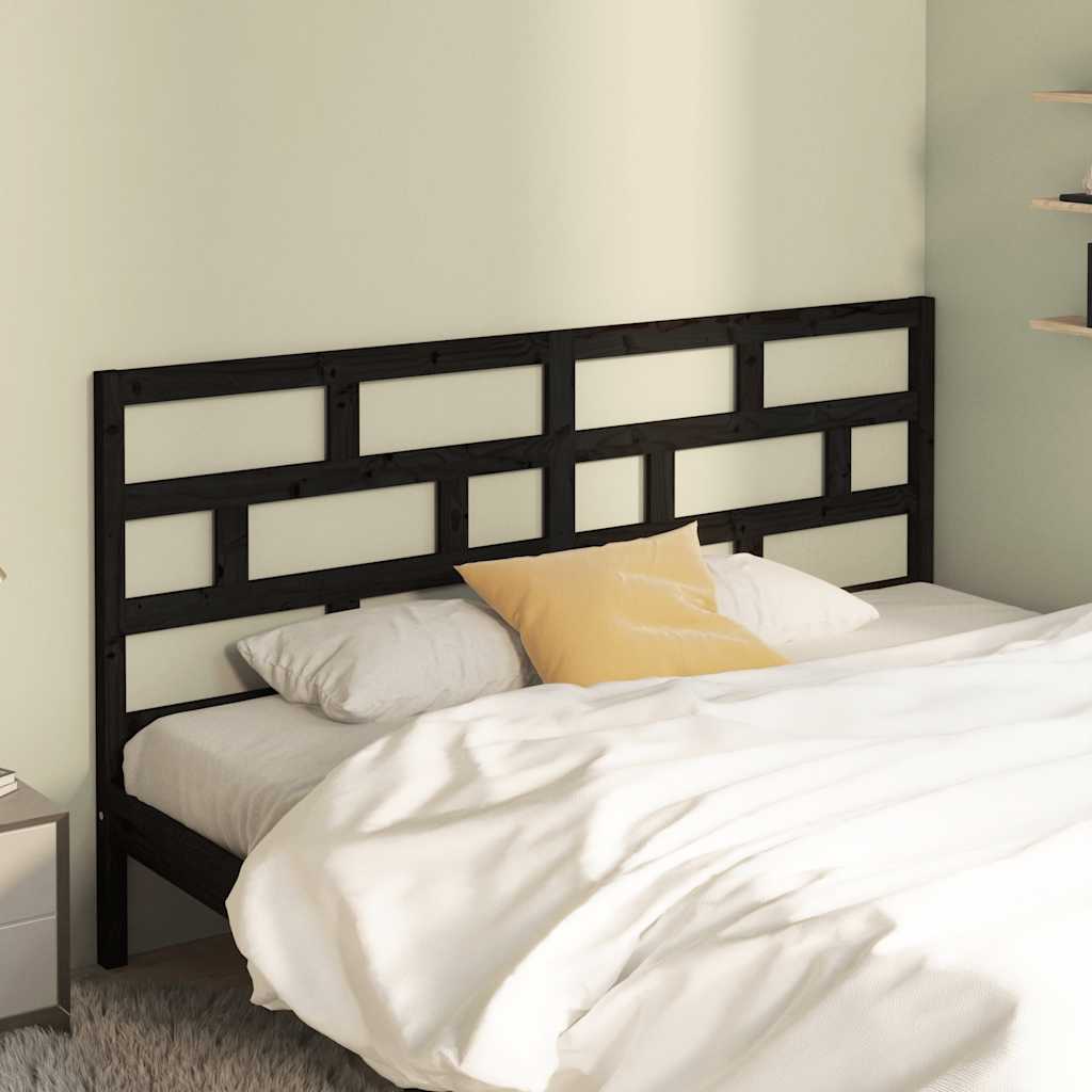 sengegærde 206x4x100 cm massivt fyrretræ sort