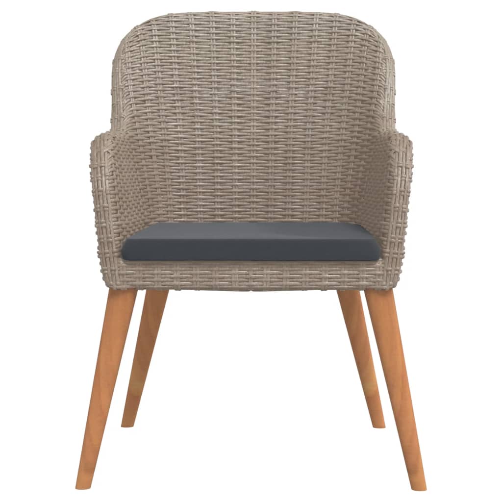 spisebordssæt til haven 3 dele med hynder polyrattan brun