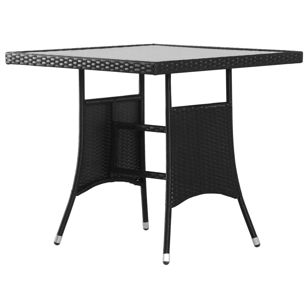 havebord sort 80 x 80 x 74 cm polyrattan billede