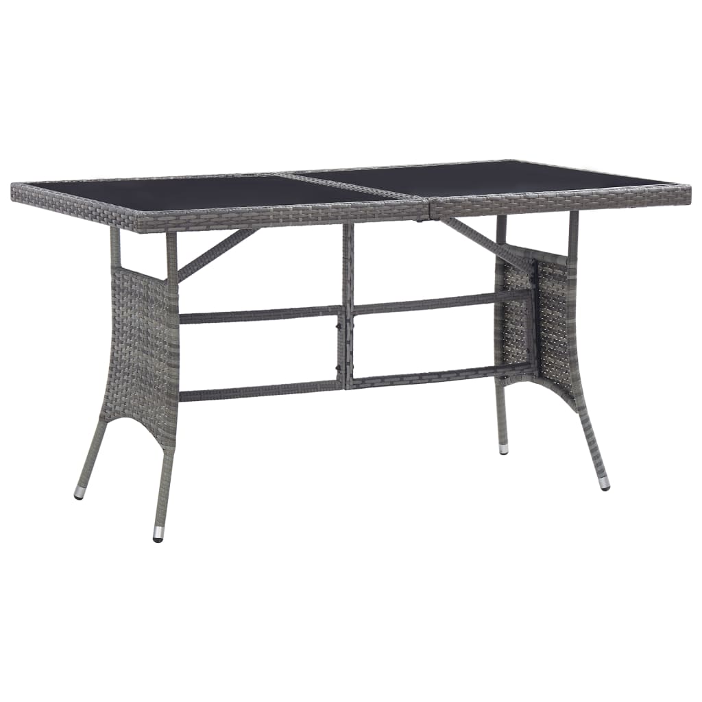 havebord 140 x 80 x 74 cm polyrattan grå billede