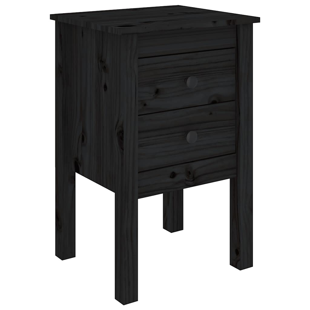 sengeborde 2 stk. 40x35x61,5 cm massivt fyrretræ sort