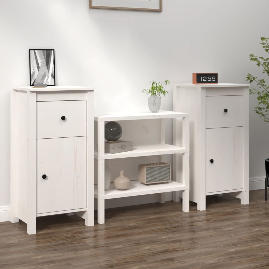 skænke 2 stk. 40x35x80 cm massivt fyrretræ hvid