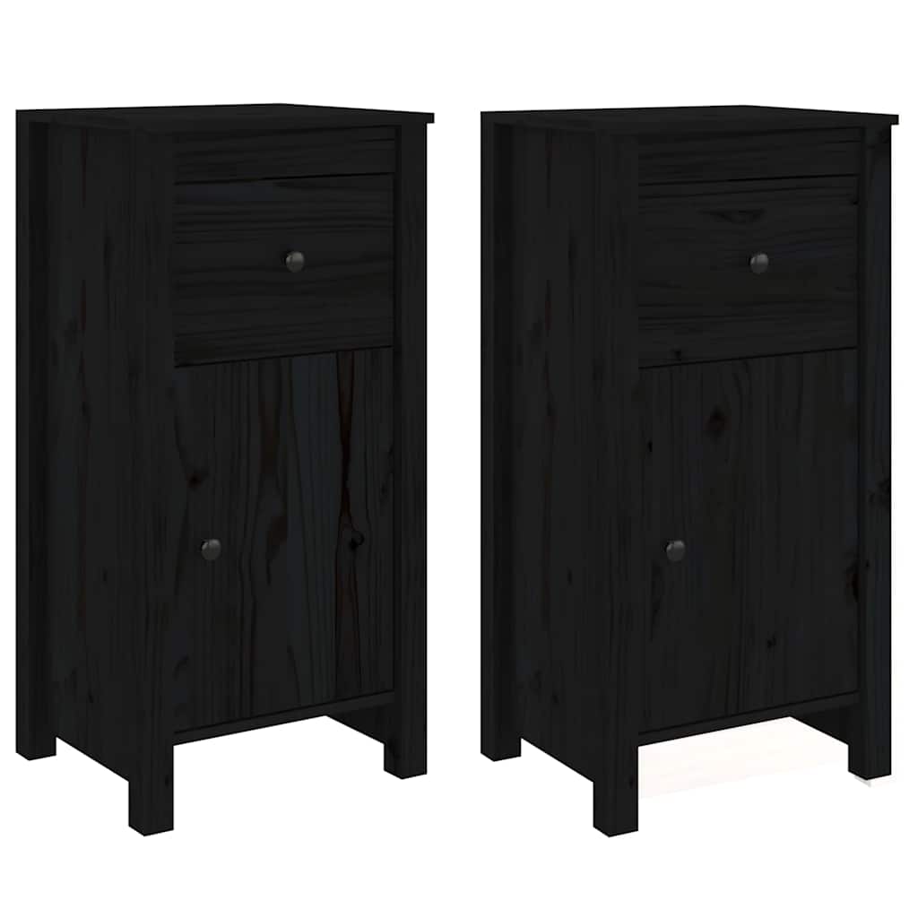 skænke 2 stk. 40x35x80 cm massivt fyrretræ sort