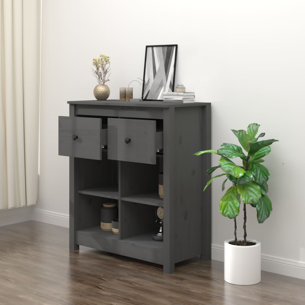skænk 70x35x80 cm massivt fyrretræ grå