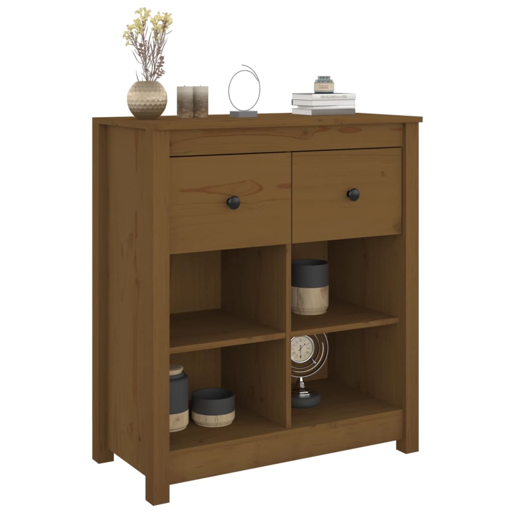 skænk 70x35x80 cm massivt fyrretræ gyldenbrun