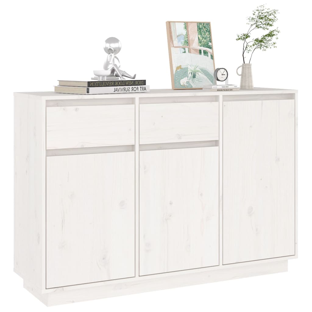 skænk 110x34x75 cm massivt fyrretræ hvid