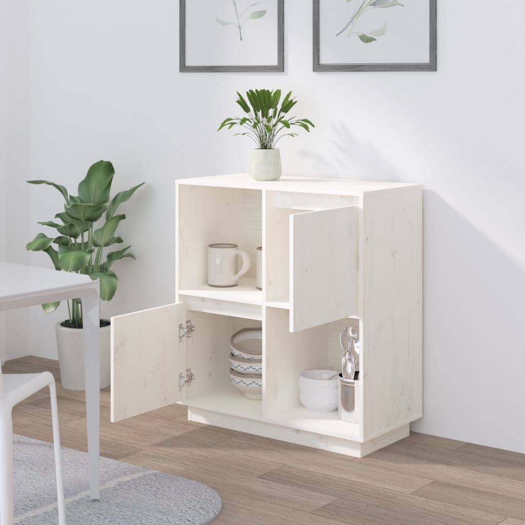 skænk 74x35x80 cm massivt fyrretræ hvid