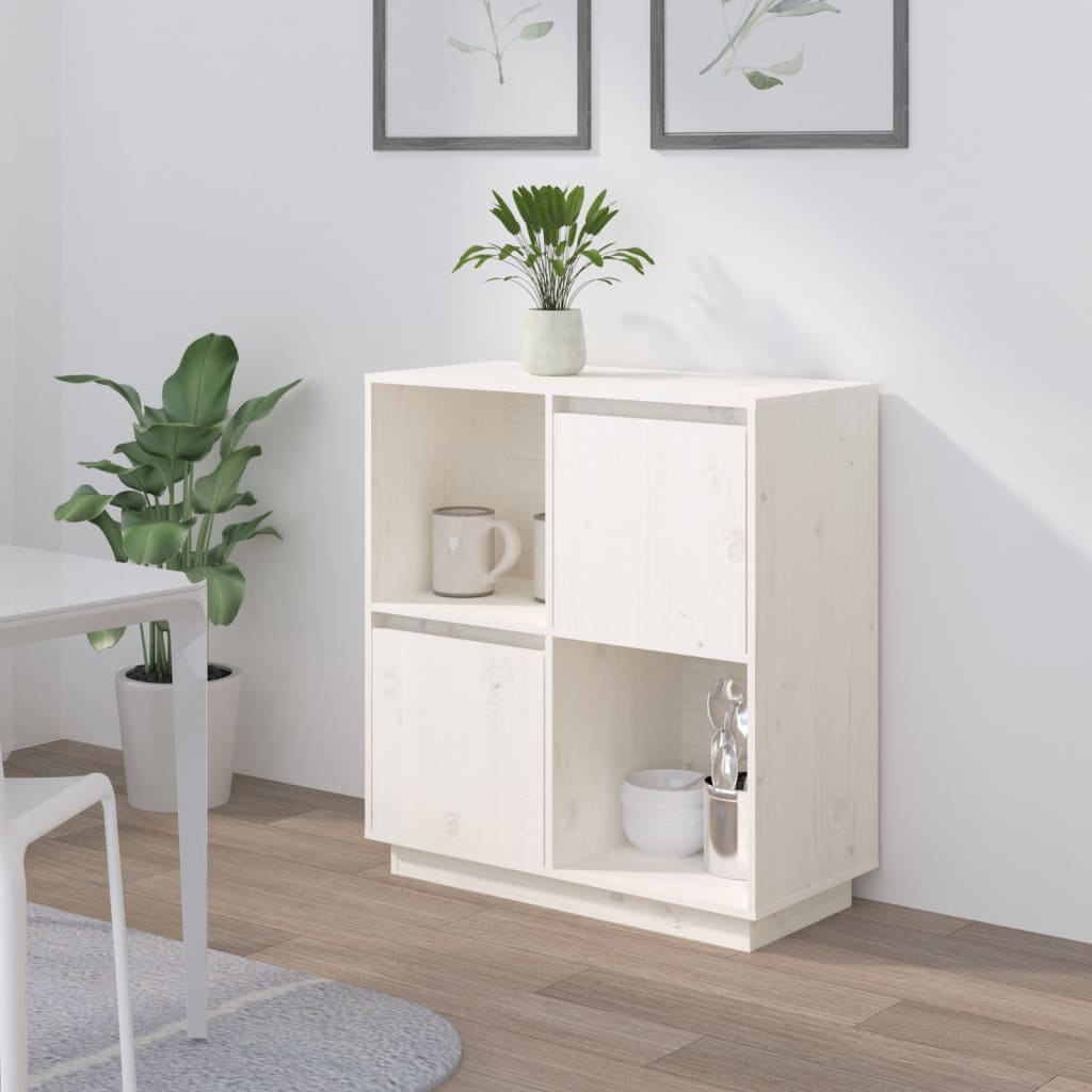 skænk 74x35x80 cm massivt fyrretræ hvid