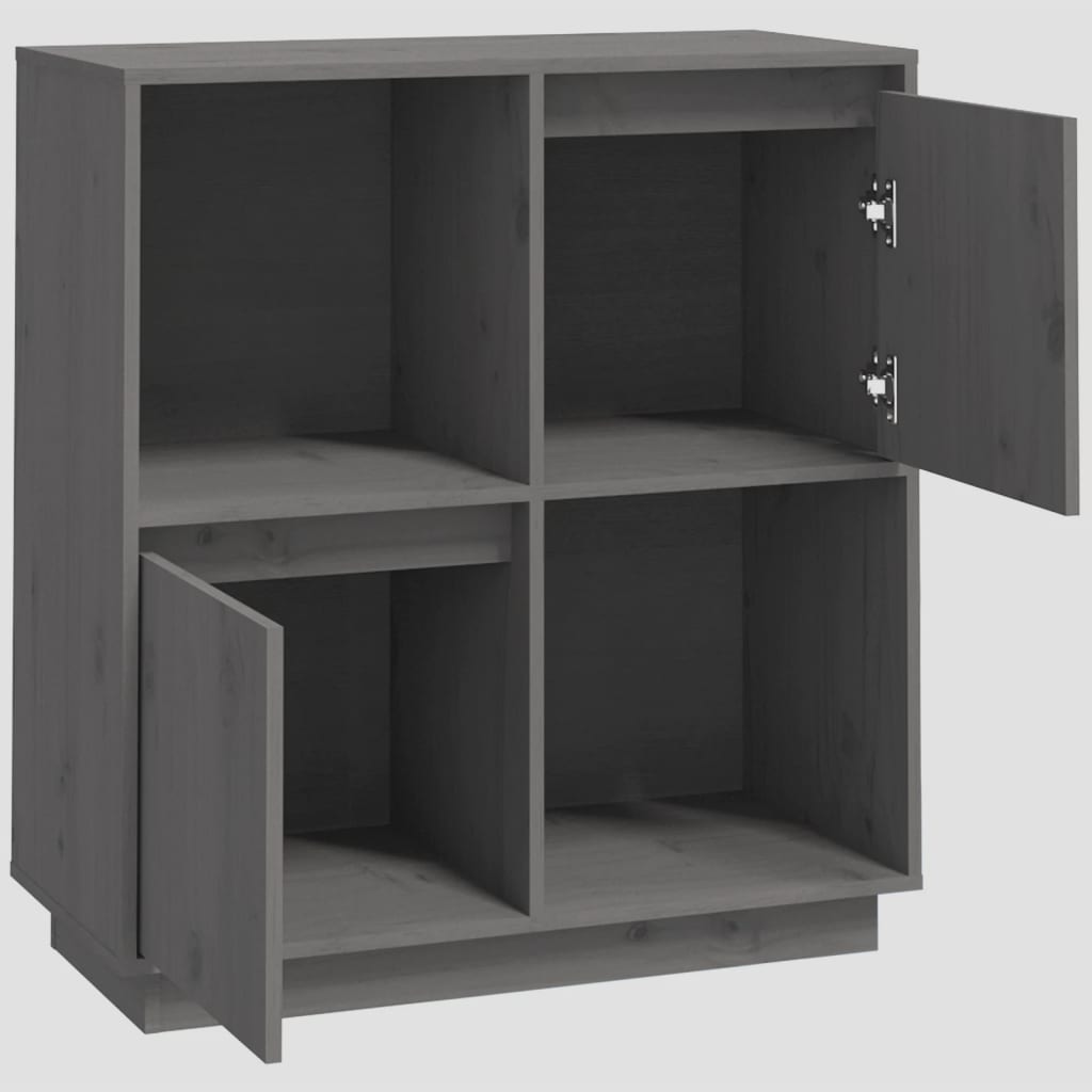 skænk 74x35x80 cm massivt fyrretræ grå
