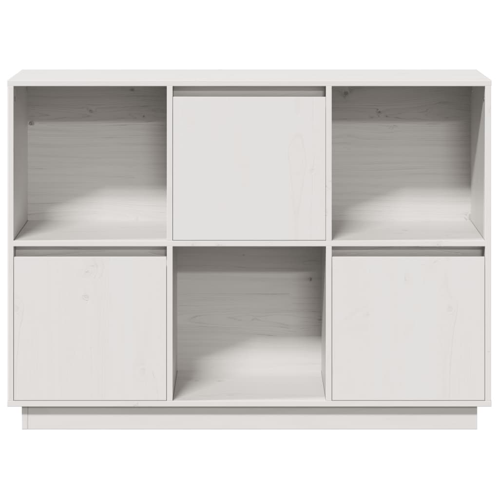 skænk 110,5x35x80 cm massivt fyrretræ hvid