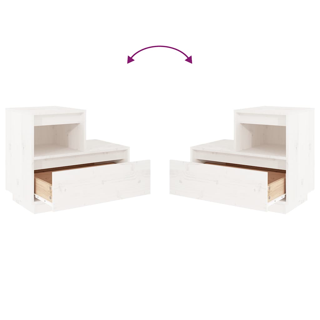 sengeborde 2 stk. 60x34x51 cm massivt fyrretræ hvid