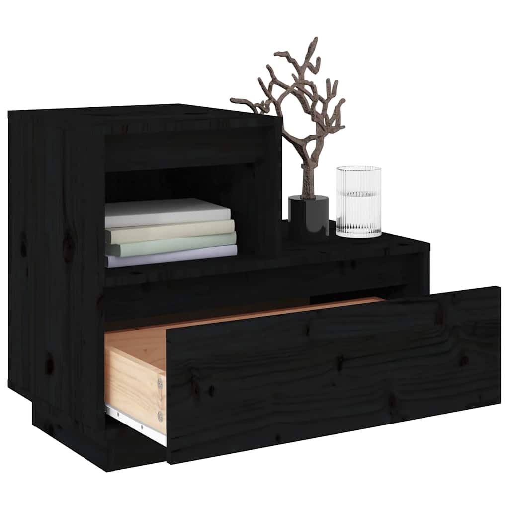 sengeborde 2 stk. 60x34x51 cm massivt fyrretræ sort