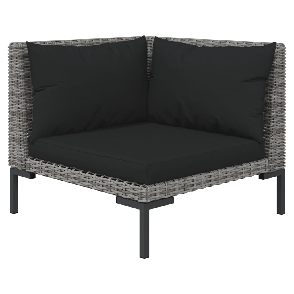 loungesæt til haven 8 dele med hynder polyrattan mørkegrå