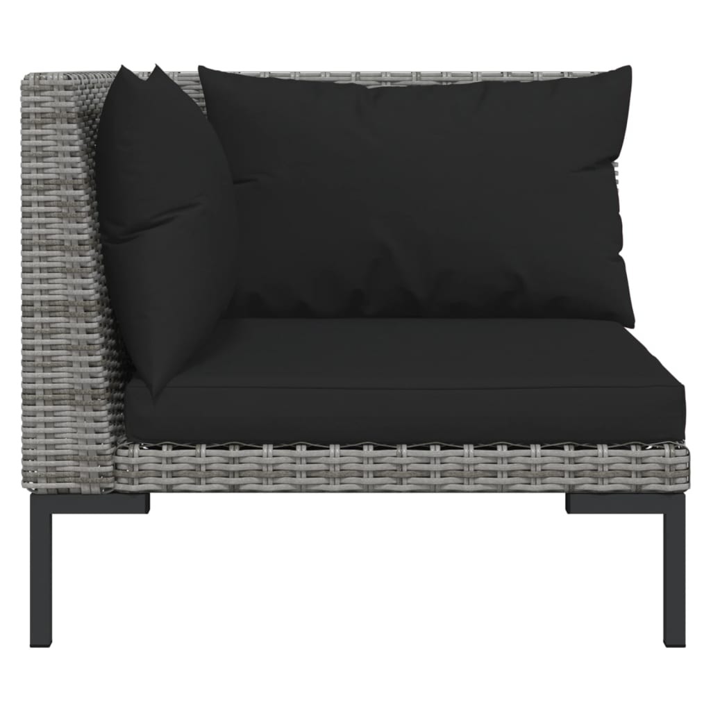 loungesæt til haven 4 dele med hynder polyrattan mørkegrå