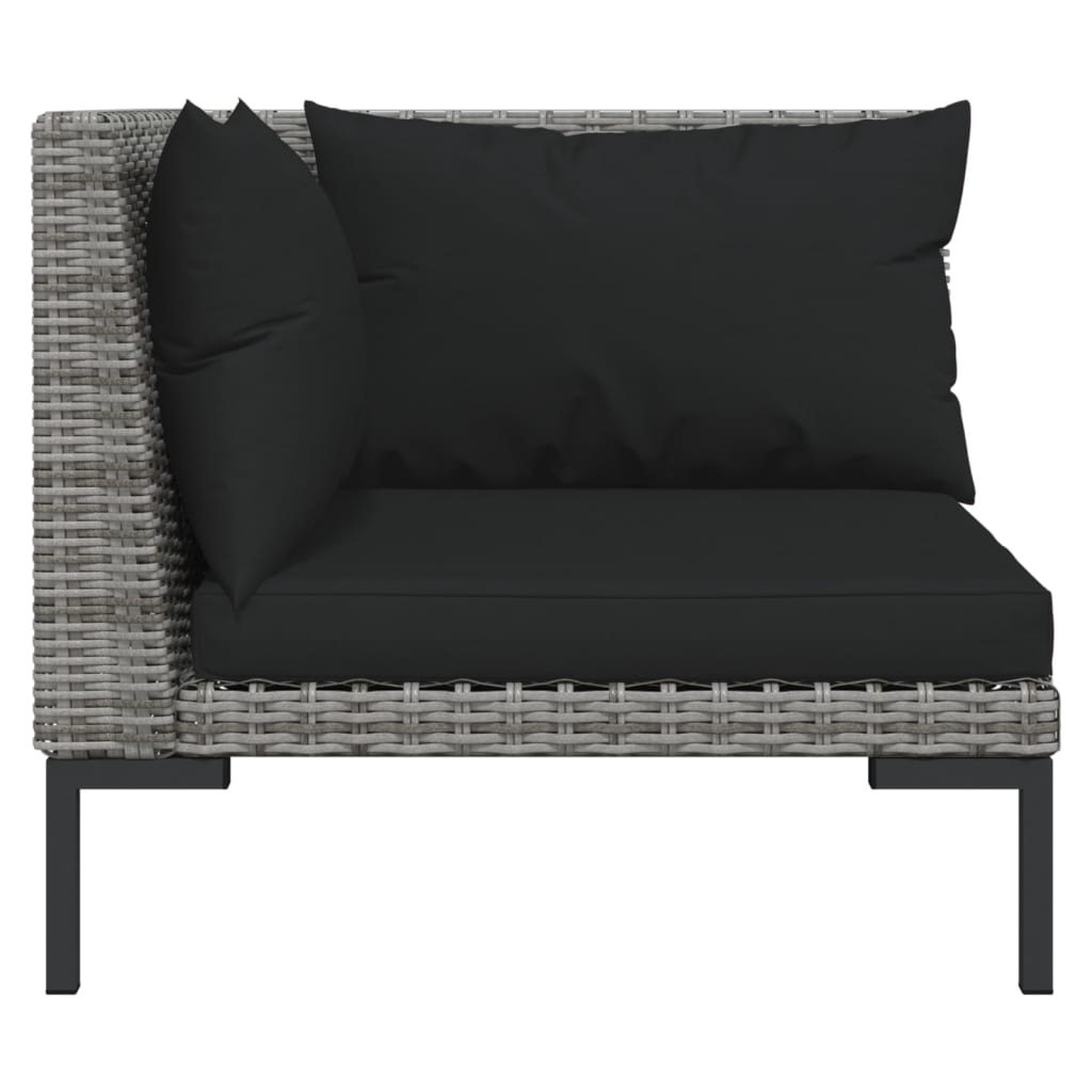 loungesæt til haven 4 dele med hynder polyrattan mørkegrå