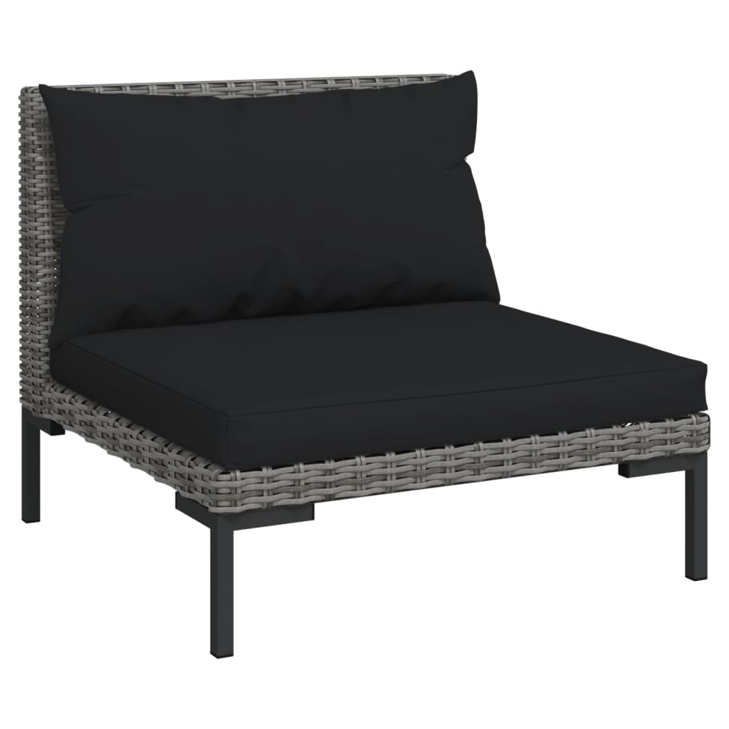 loungesæt til haven 6 dele med hynder polyrattan mørkegrå