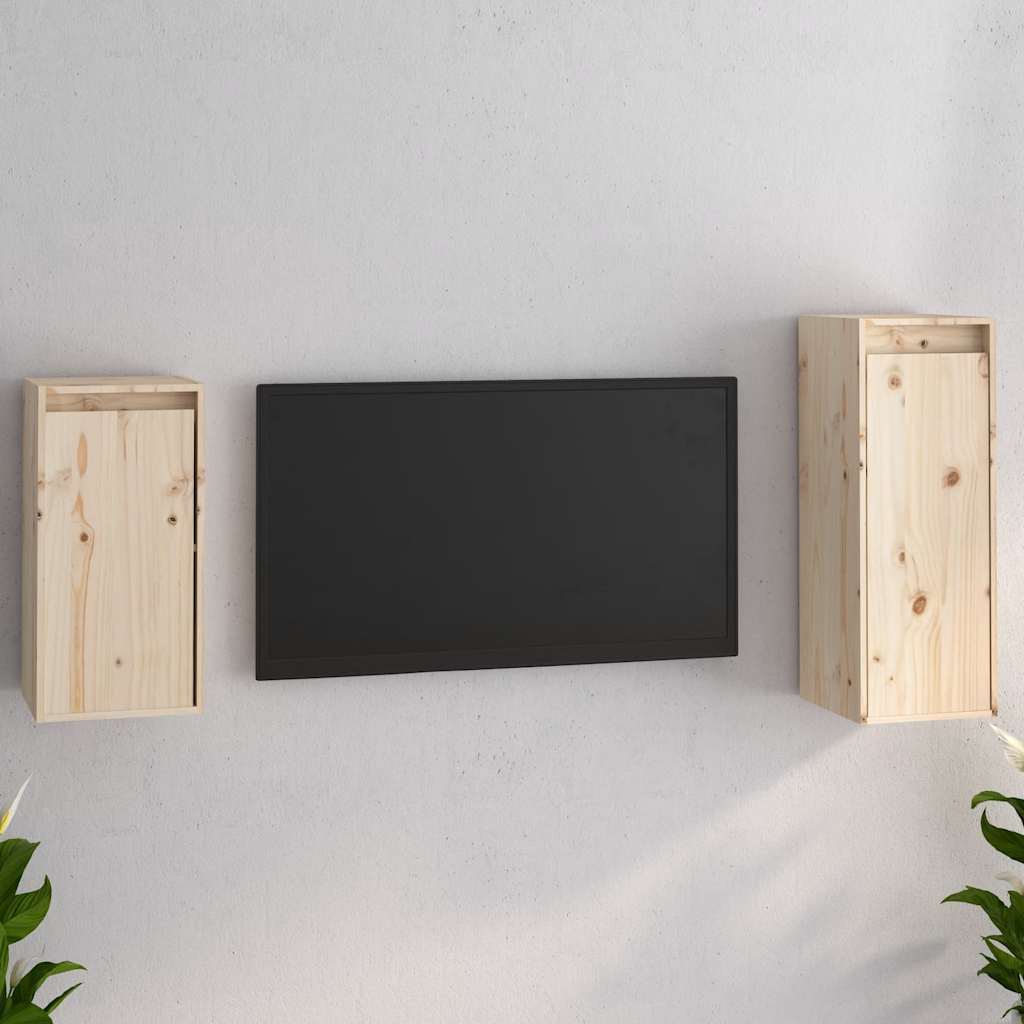 tv-skabe 2 dele massivt fyrretræ